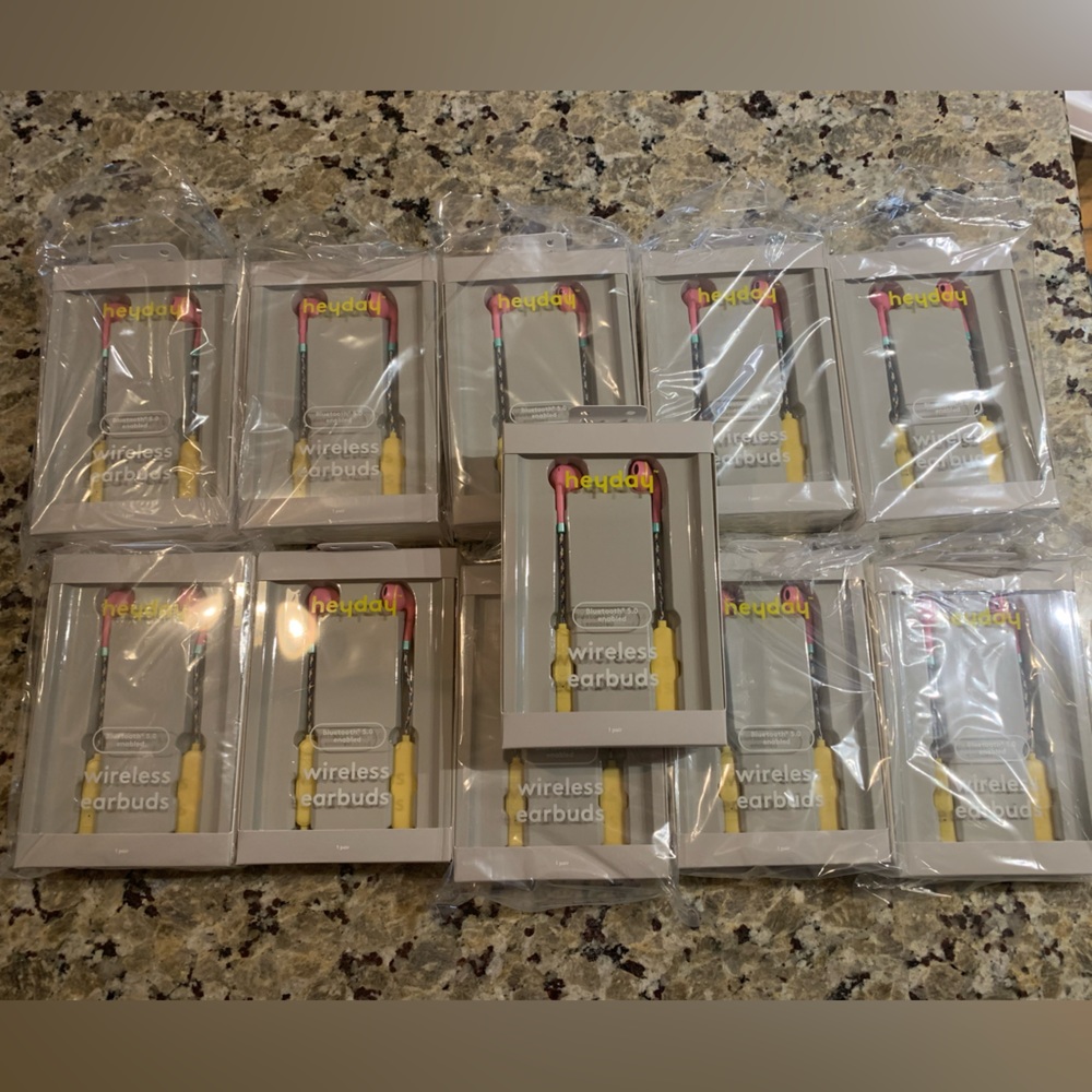 Reseller lot of 11 wireless earbuds pink and yellow Bluetooth 5.0 enabled